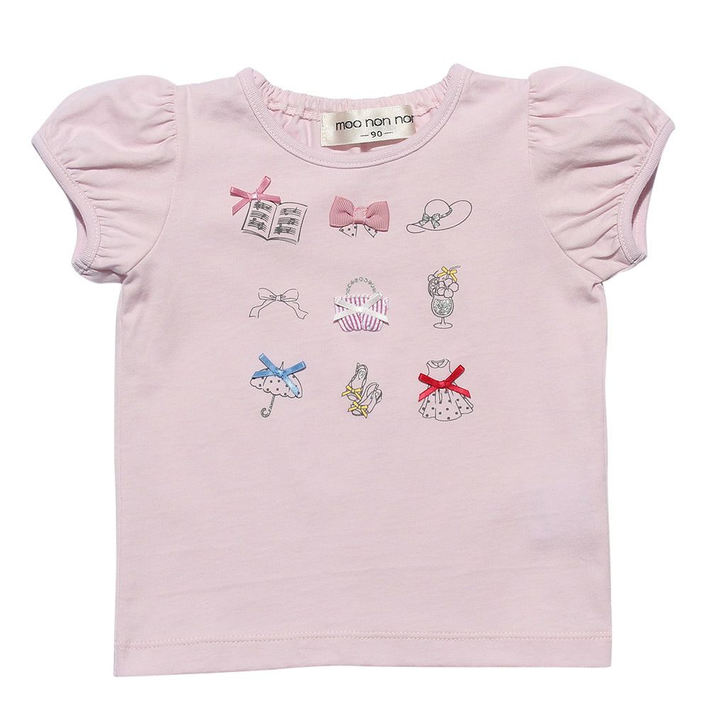 Baby size 100% cotton girly items print T -shirt Pink front
