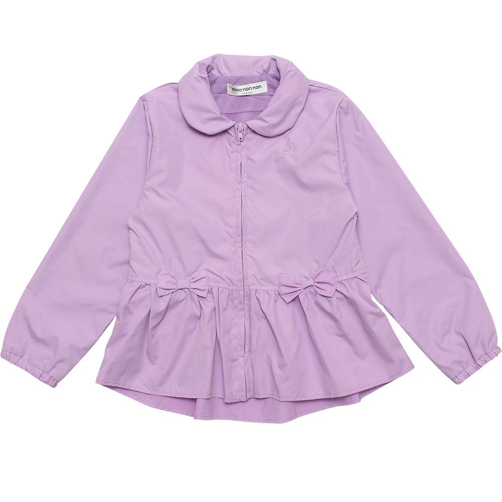 Food storage zip -up parka jacket with ribbon Purple front