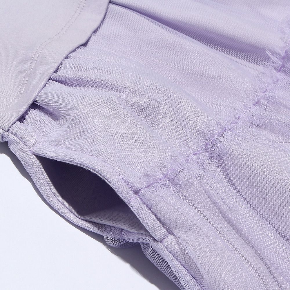 Flower print tulle contrast dress Purple Design point 2