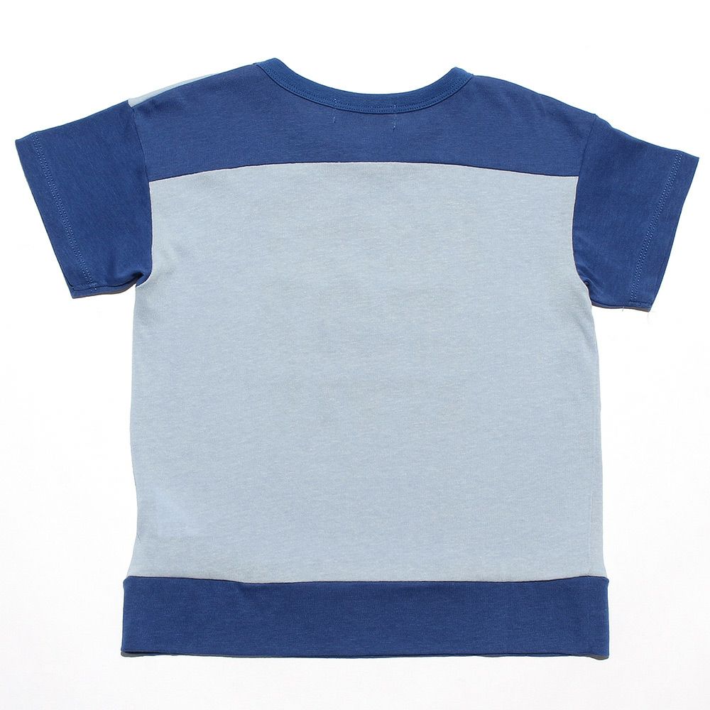 100 % cotton word print T -shirt Blue back