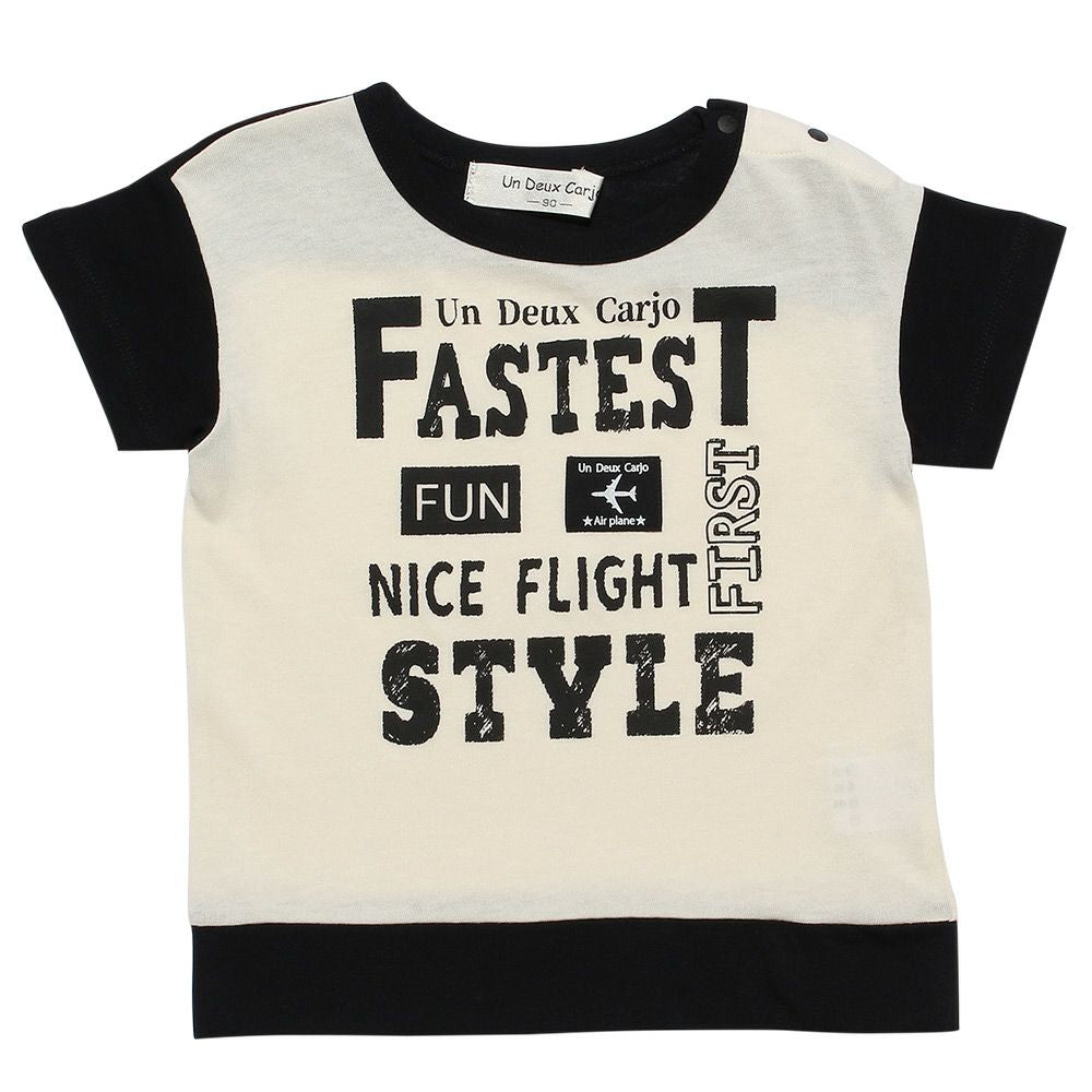 Baby size 100 % cotton word print T -shirt Ivory front