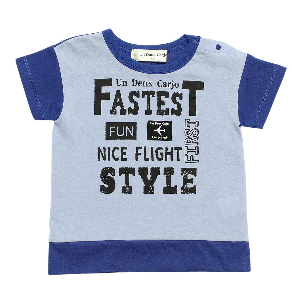 Baby size 100 % cotton word print T -shirt Blue front