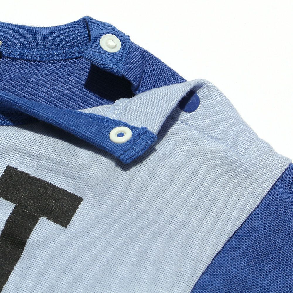 Baby size 100 % cotton word print T -shirt Blue Design point 2