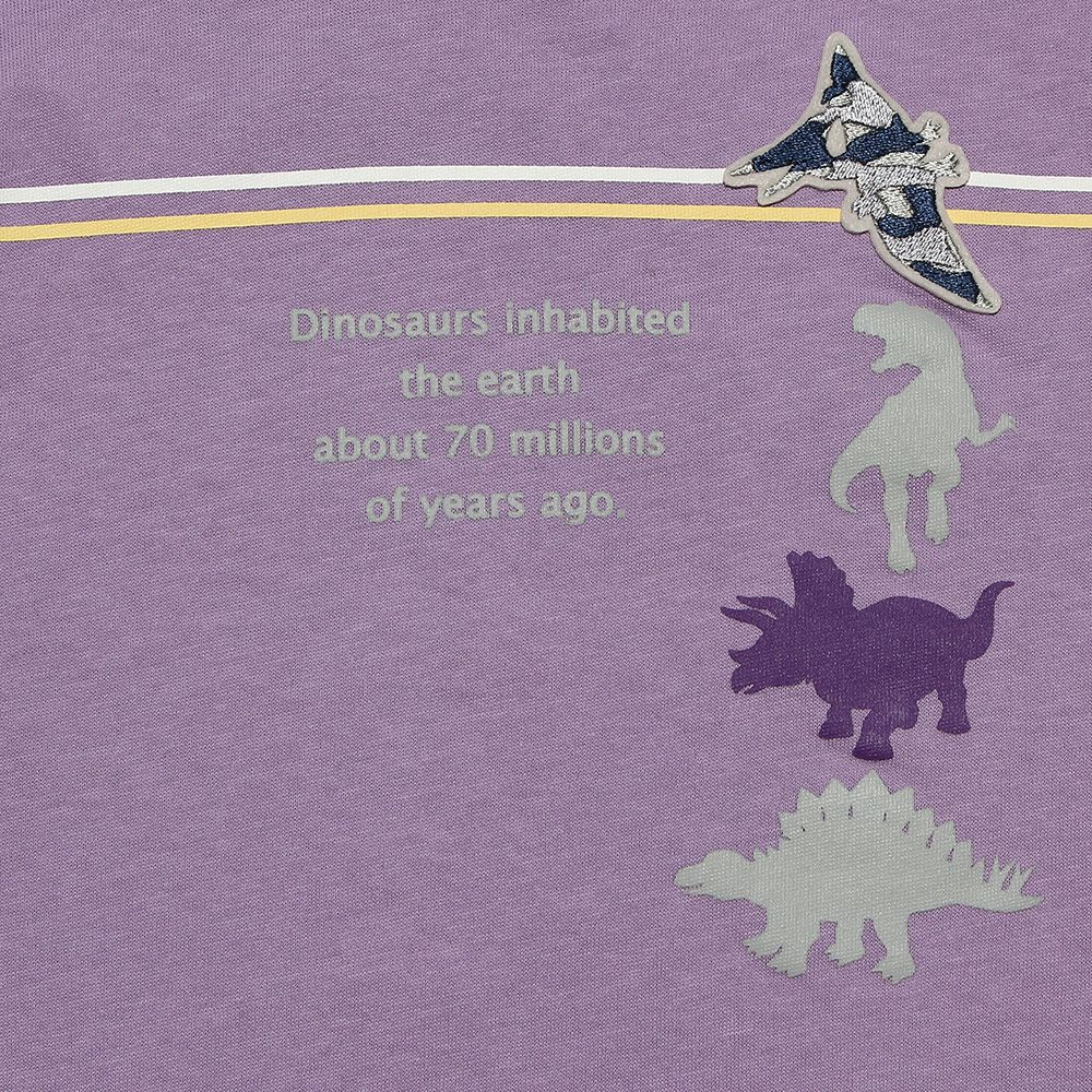 100 % cotton  dinosaur T -shirt Purple Design point 1