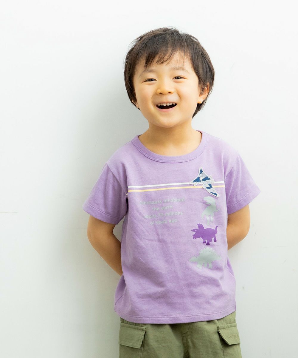 100 % cotton  dinosaur T -shirt Purple model image 4