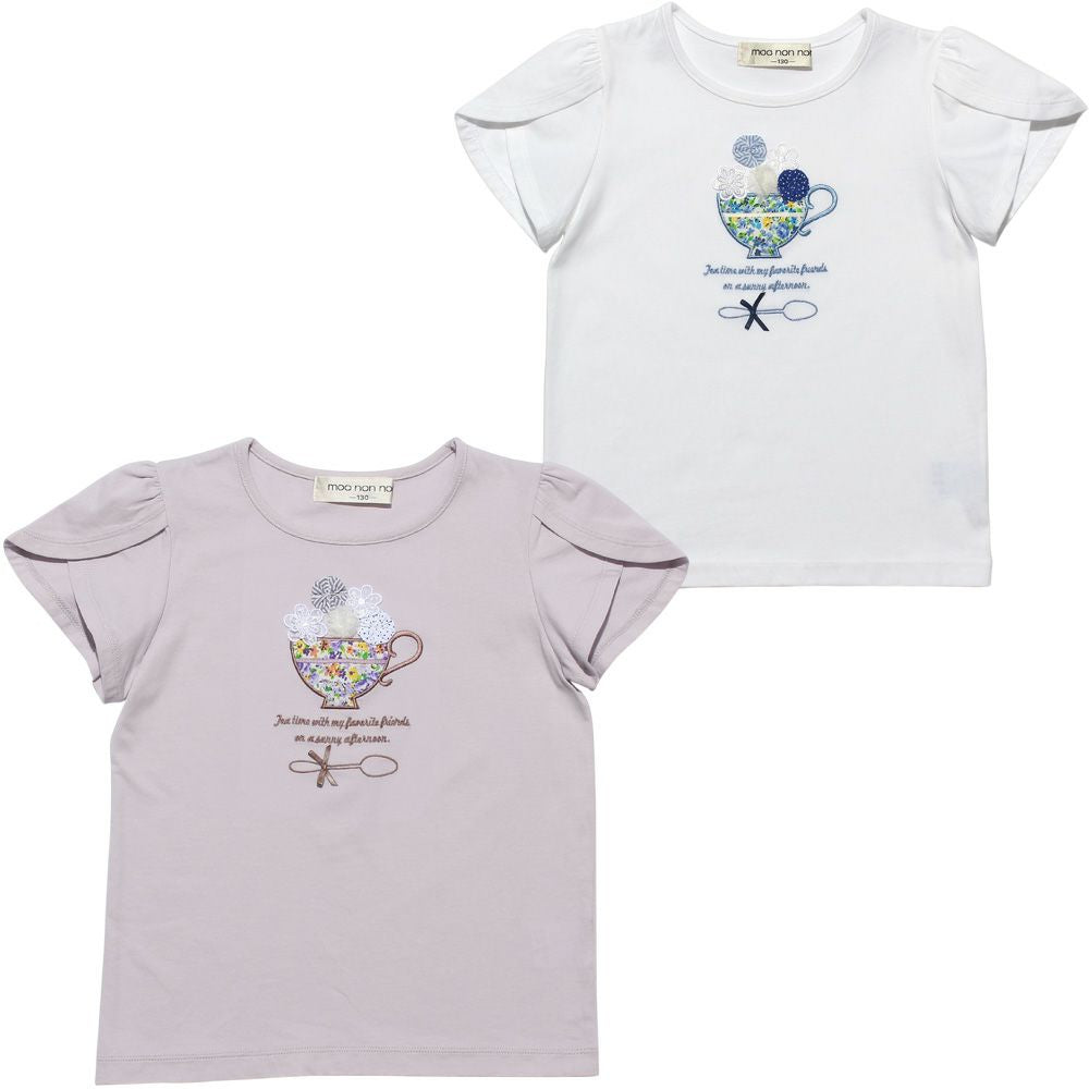 100 % cotton floral tea cup motif T -shirt  MainImage