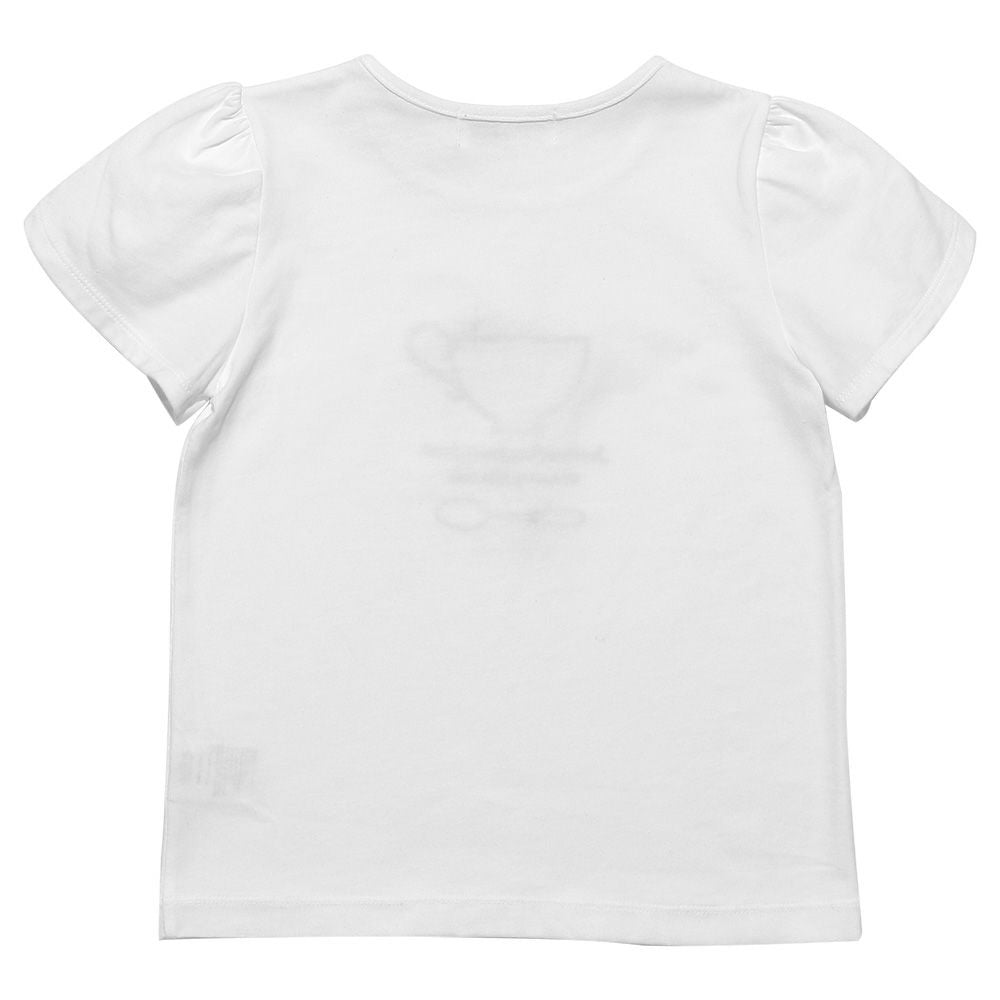 100 % cotton floral tea cup motif T -shirt Off White back