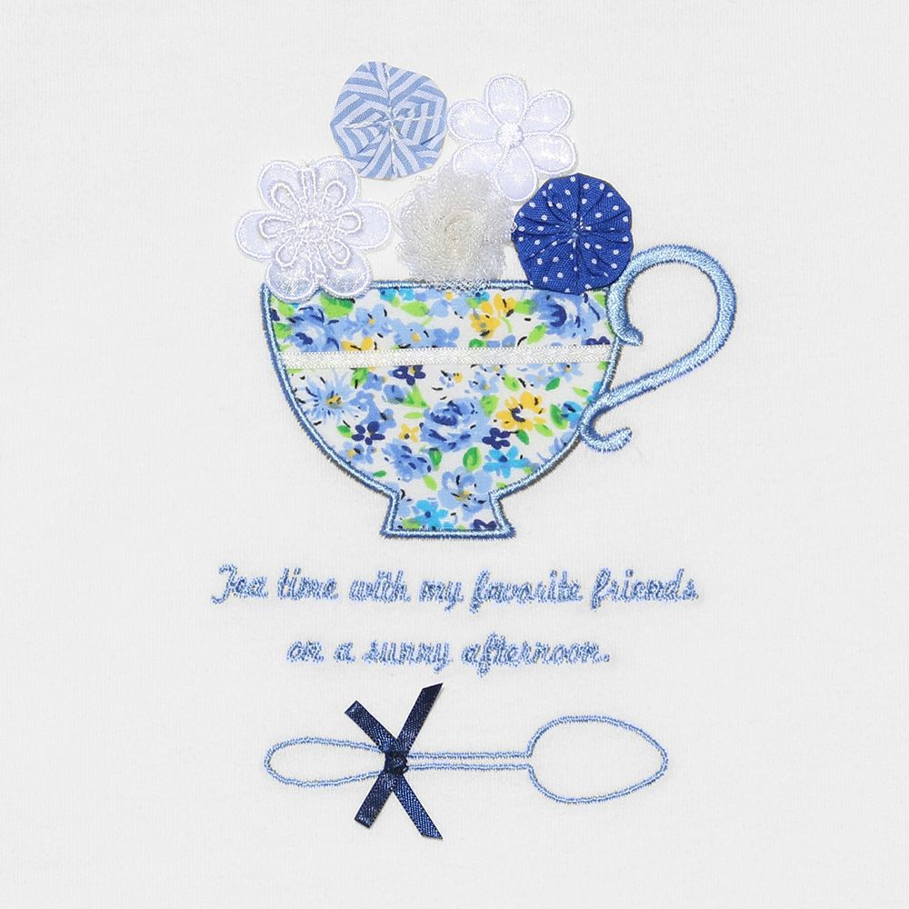 100 % cotton floral tea cup motif T -shirt Off White Design point 1