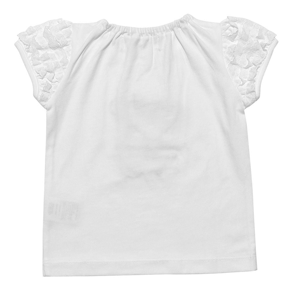 Floral tea cup embroidery T -shirt Off White back