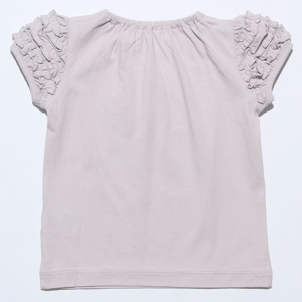 Floral tea cup embroidery T -shirt Purple back