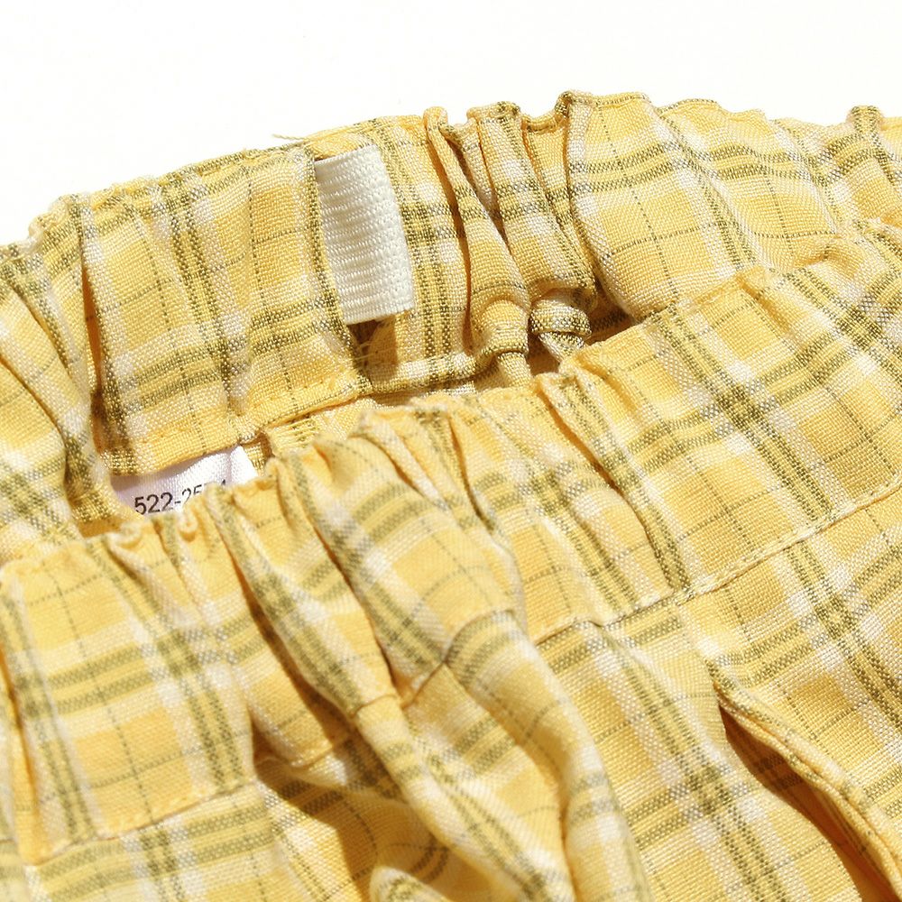 Check pattern pleat -style culottes Yellow Design point 2