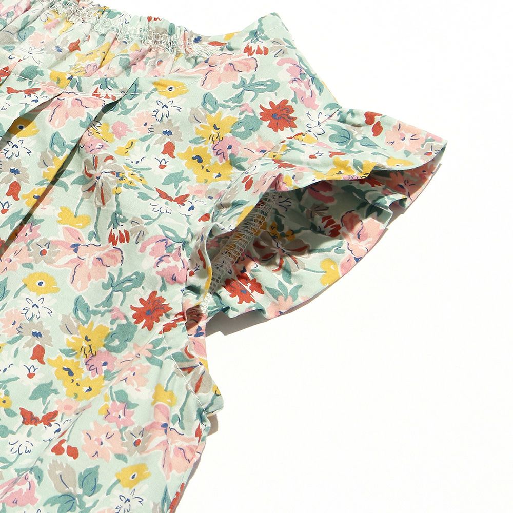 100 % cotton flower print dress Green Design point 1
