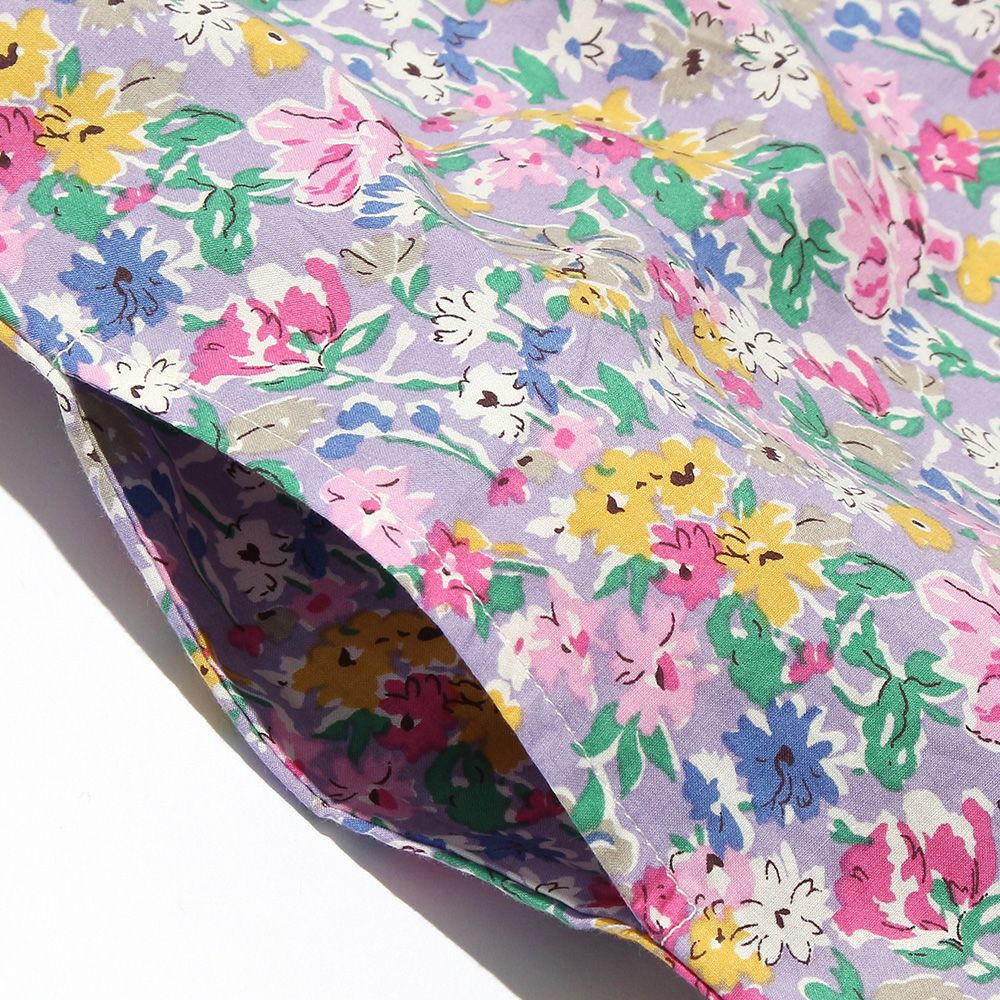 100 % cotton flower print dress Purple Design point 2