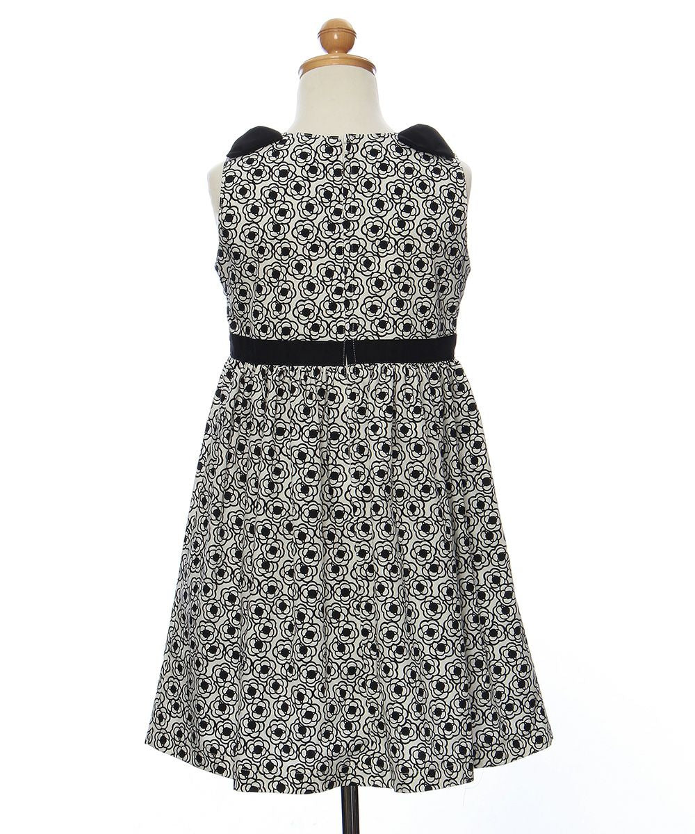 Made in Japan Floral pattern dress with ribbon White/Black torso