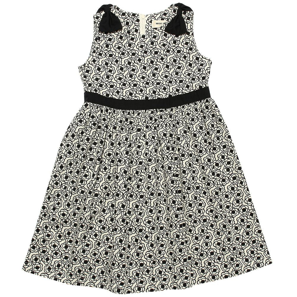 Made in Japan Floral pattern dress with ribbon White/Black front