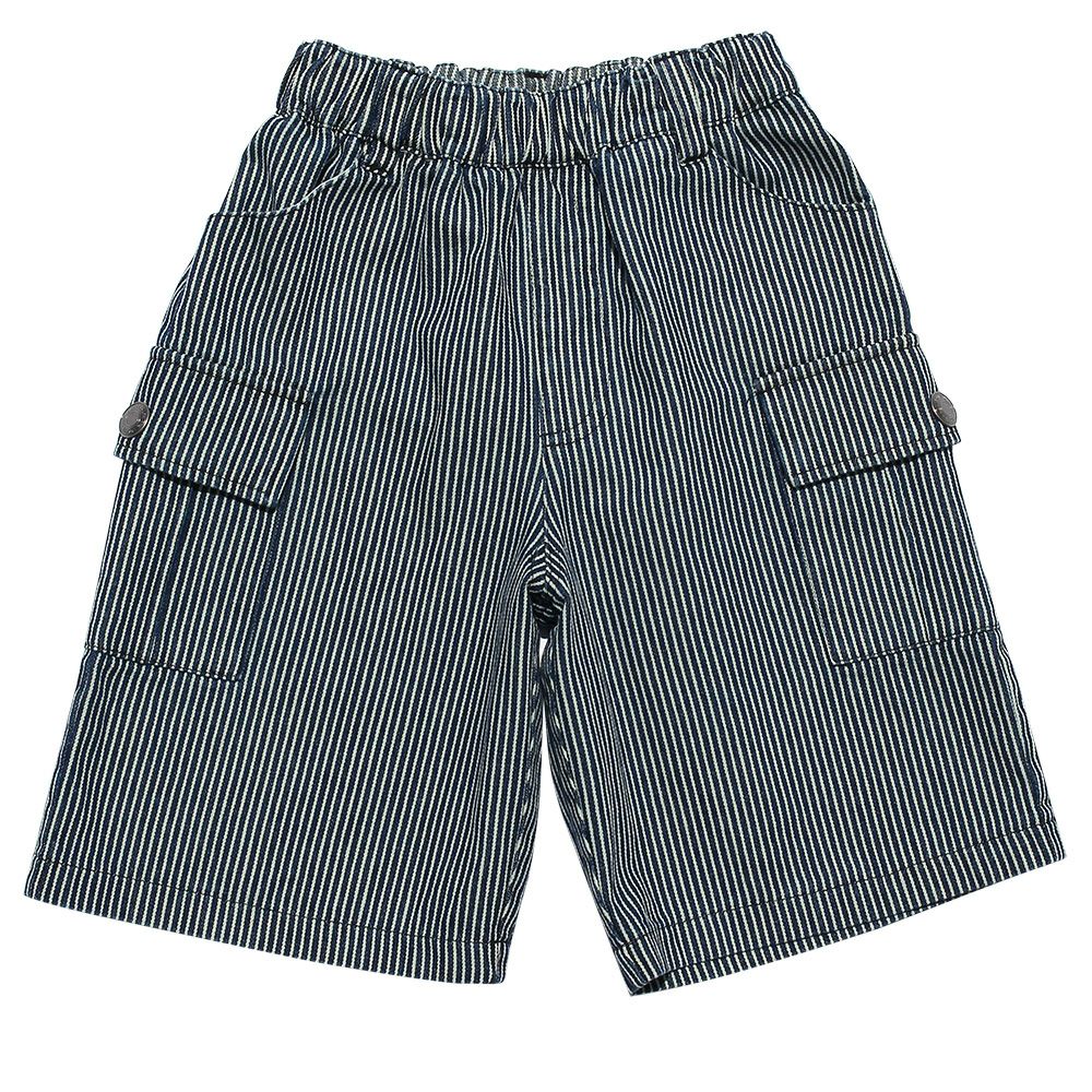 100 % cotton striped pattern Hickory pants Navy front