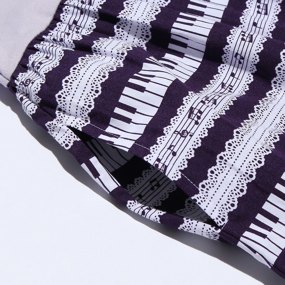 100 % cotton piano print dress Purple Design point 2