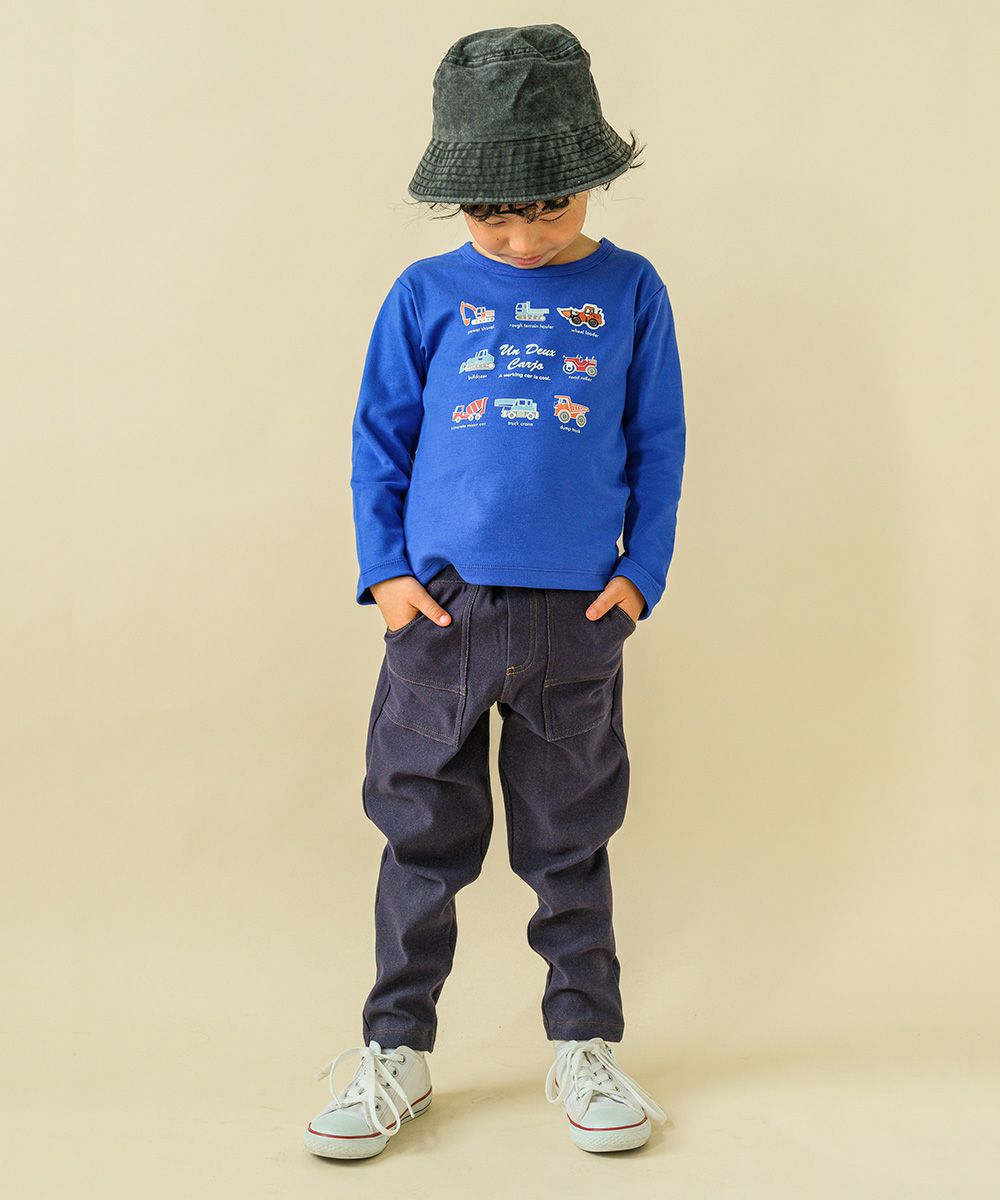 Baby Clothes Boy Denim Knit Full Length Pants Navy (06) Model image up