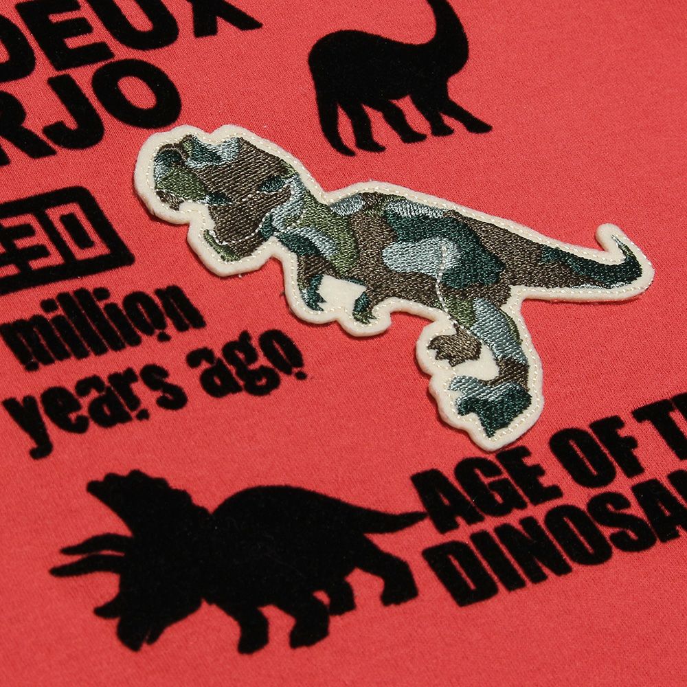 100 % cotton dinosaur flock print T -shirt Orange Design point 2