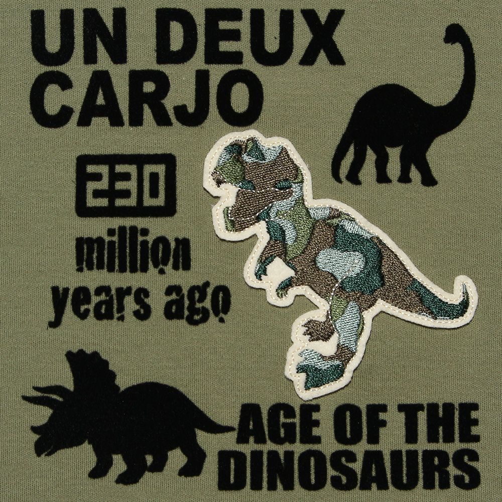 100 % cotton dinosaur flock print T -shirt Khaki Design point 1