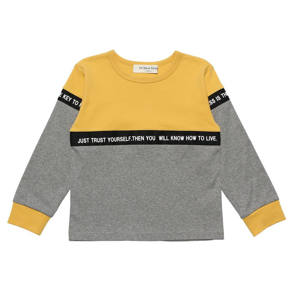 100 % cotton bicolor design T -shirt Yellow front