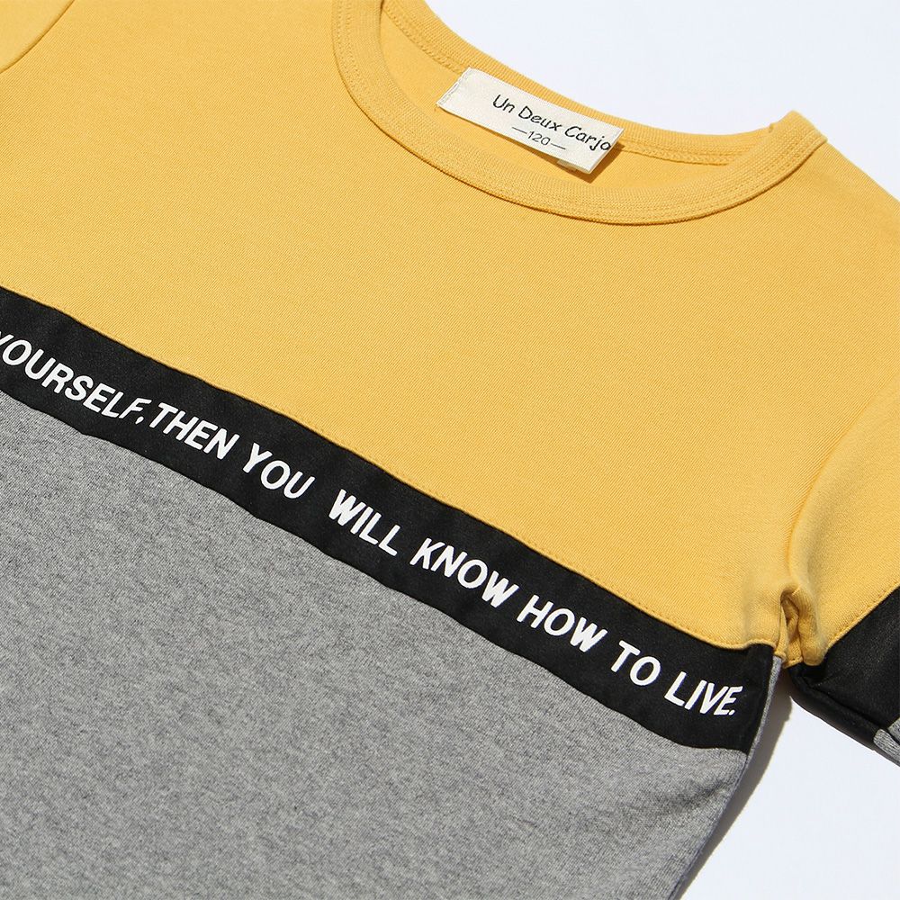 100 % cotton bicolor design T -shirt Yellow Design point 1