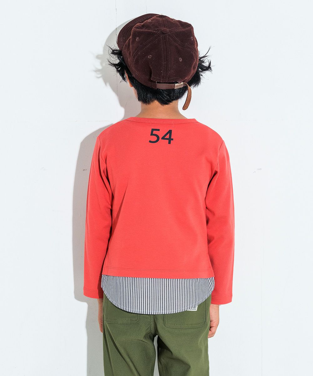 100 % cotton backprint layered style T -shirt Orange model image up