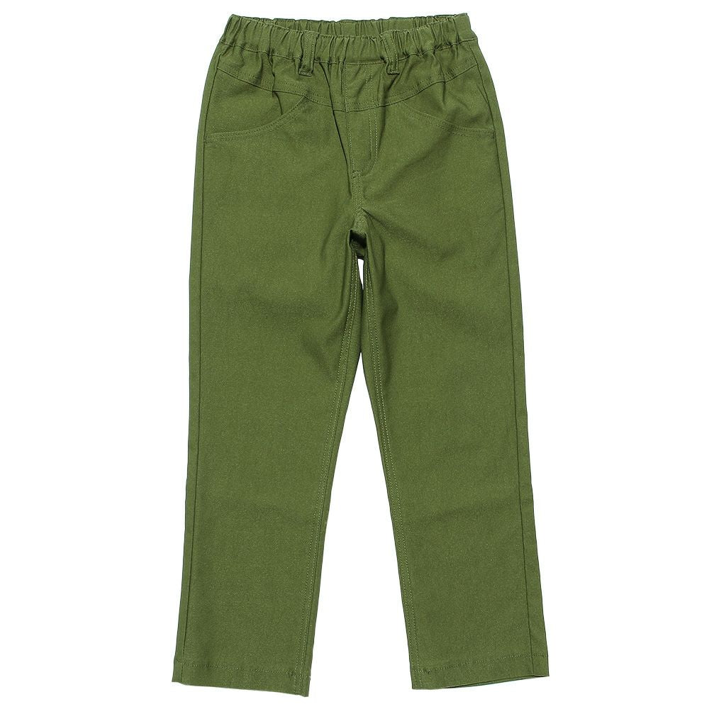 full length stretch pants with logo with pockets Khaki front