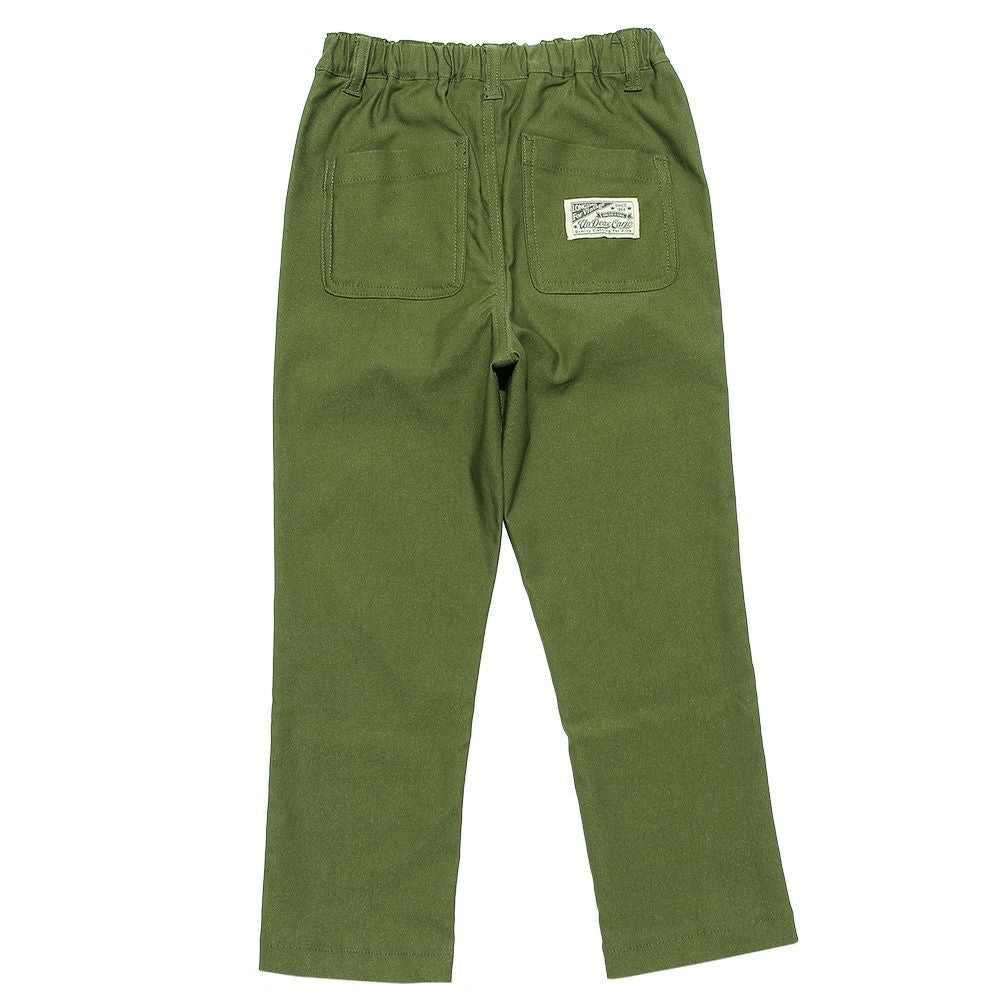 full length stretch pants with logo with pockets Khaki back