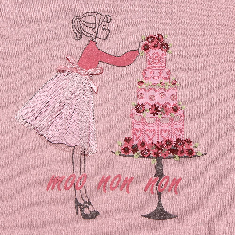 100 % cotton girl motif flower cake T -shirt Pink Design point 1