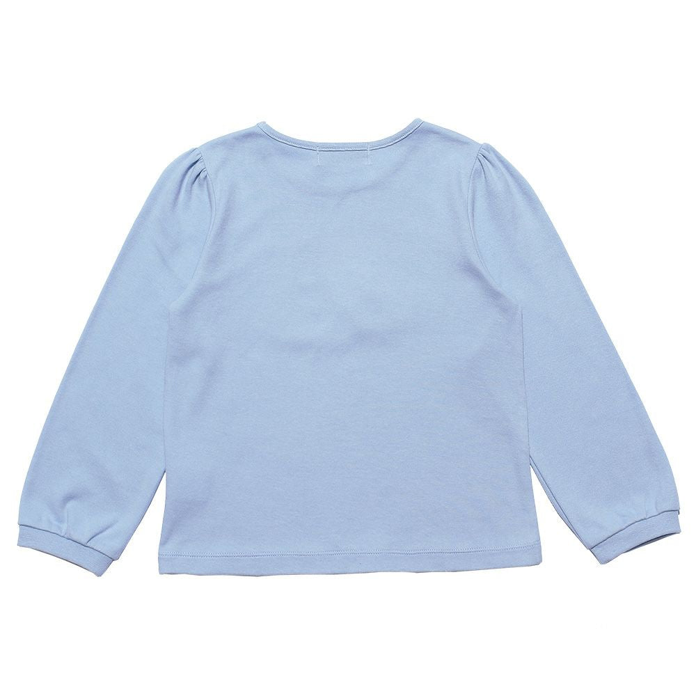 100 % cotton girl motif flower cake T -shirt Blue back