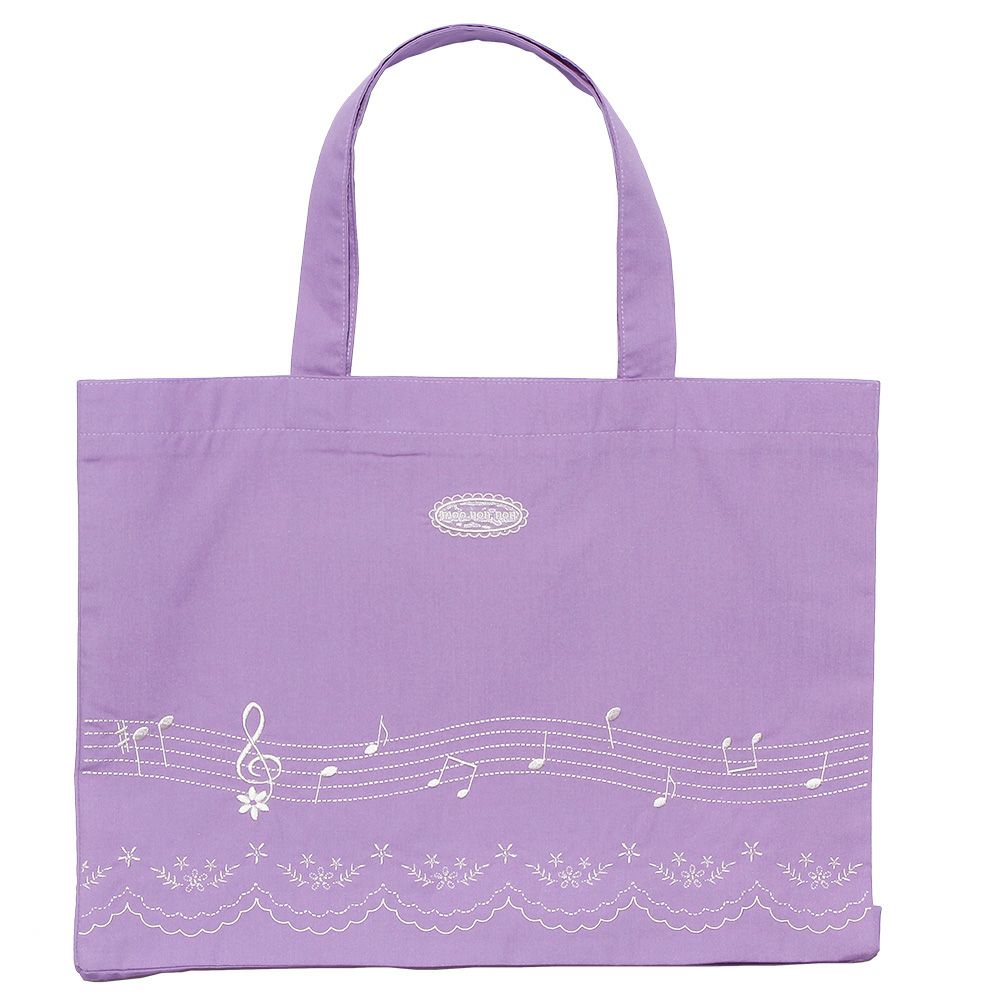 Music print tote bag Purple front