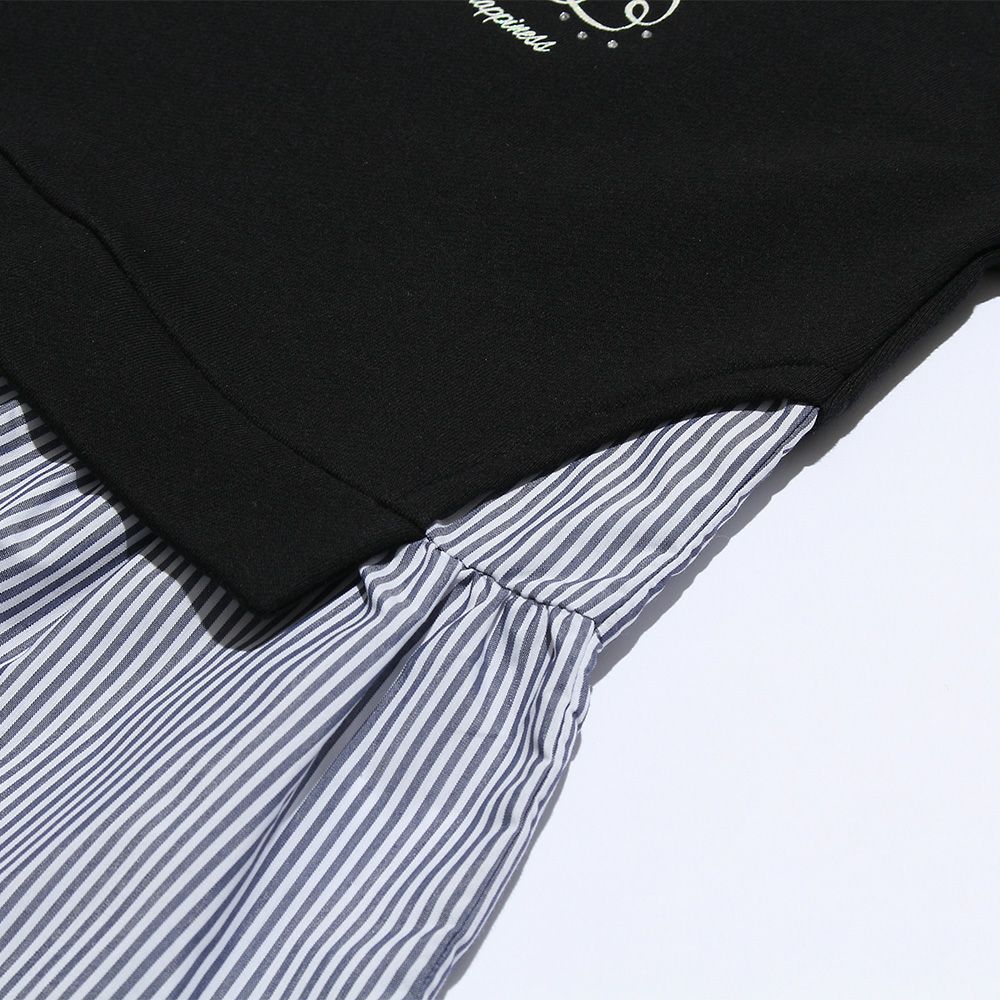 Rhinestone print sweatshirt with striped frills Black Design point 2