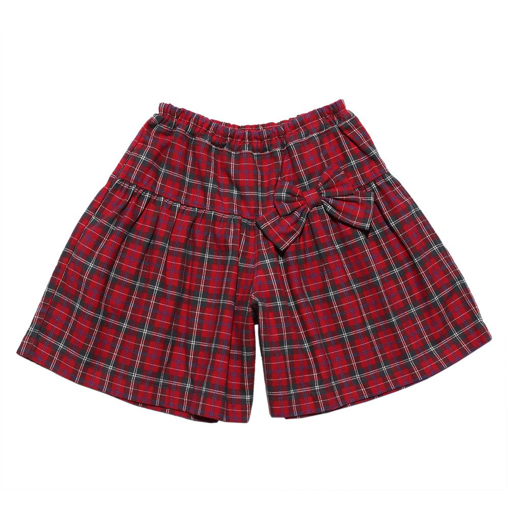 100 % cotton original check pattern Curotto pants with ribbon Red front