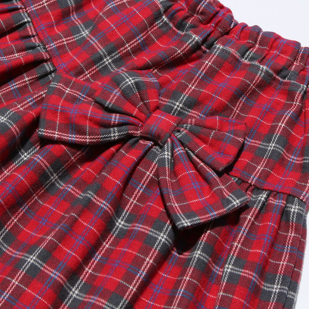 100 % cotton original check pattern Curotto pants with ribbon Red Design point 1
