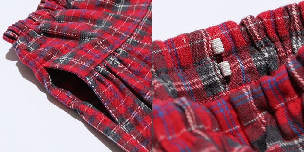 100 % cotton original check pattern Curotto pants with ribbon Red Design point 2
