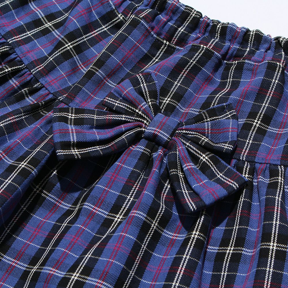 100 % cotton original check pattern Curotto pants with ribbon Purple Design point 1