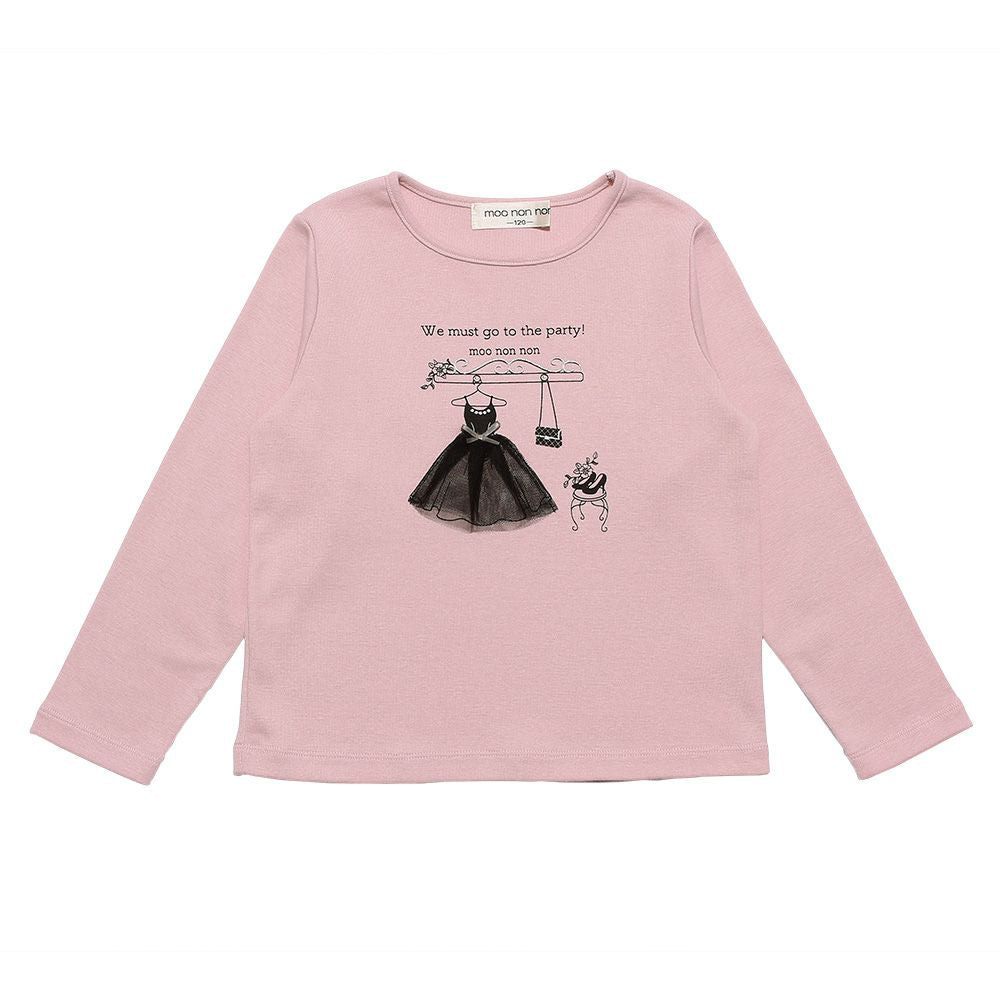 Tulle Ribondless Bag Panpread Print T -shirt Pink front