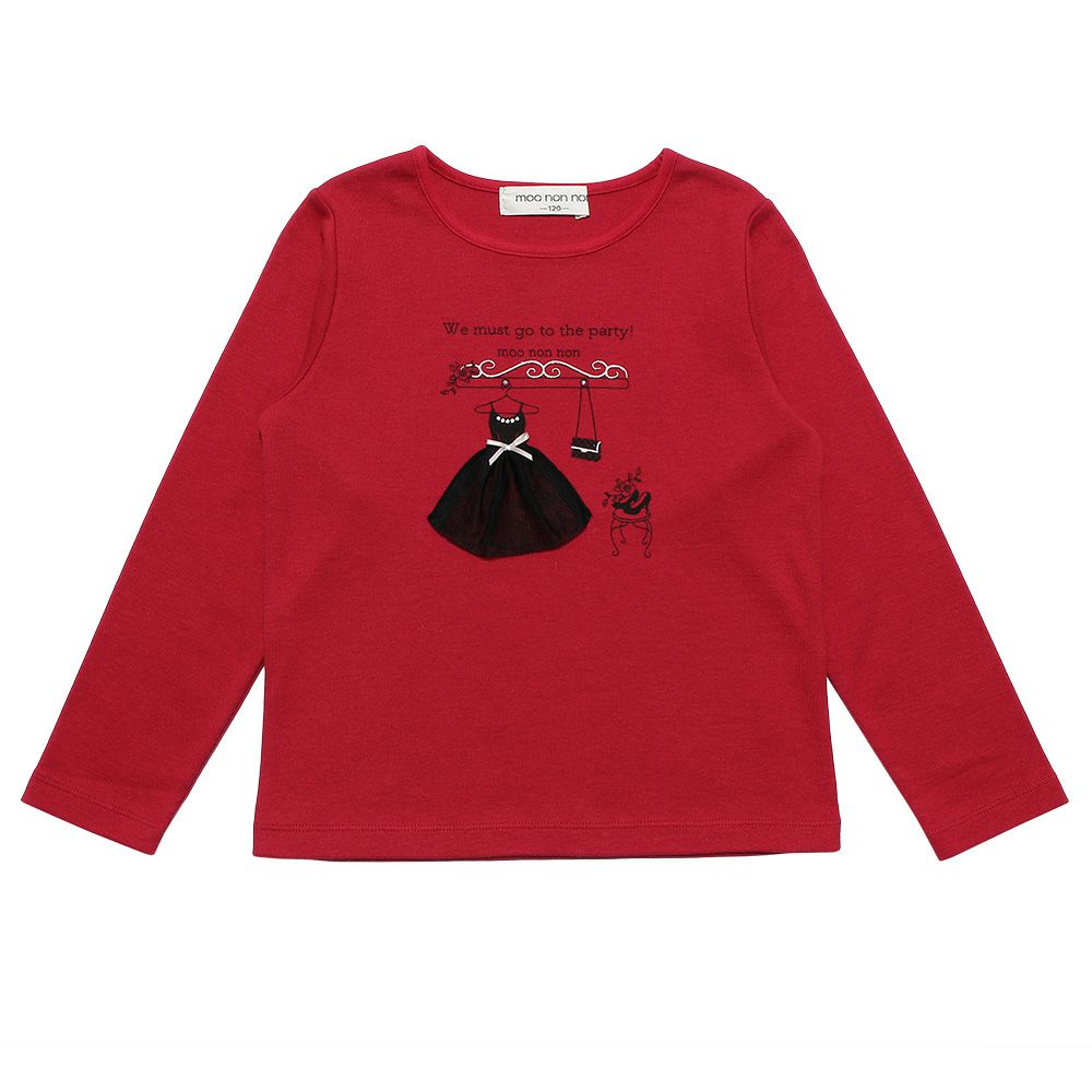 Tulle Ribondless Bag Panpread Print T -shirt Red front