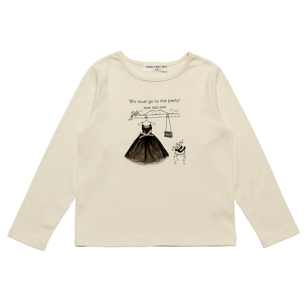 Tulle Ribondless Bag Panpread Print T -shirt Off White front