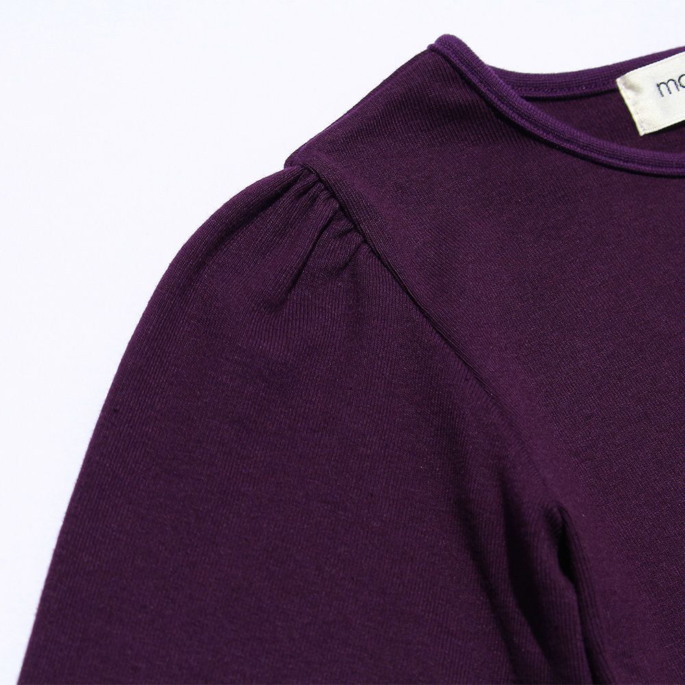 Flower Ribondeless Logo Embroidery Ballet Shoes T -shirt Purple Design point 2