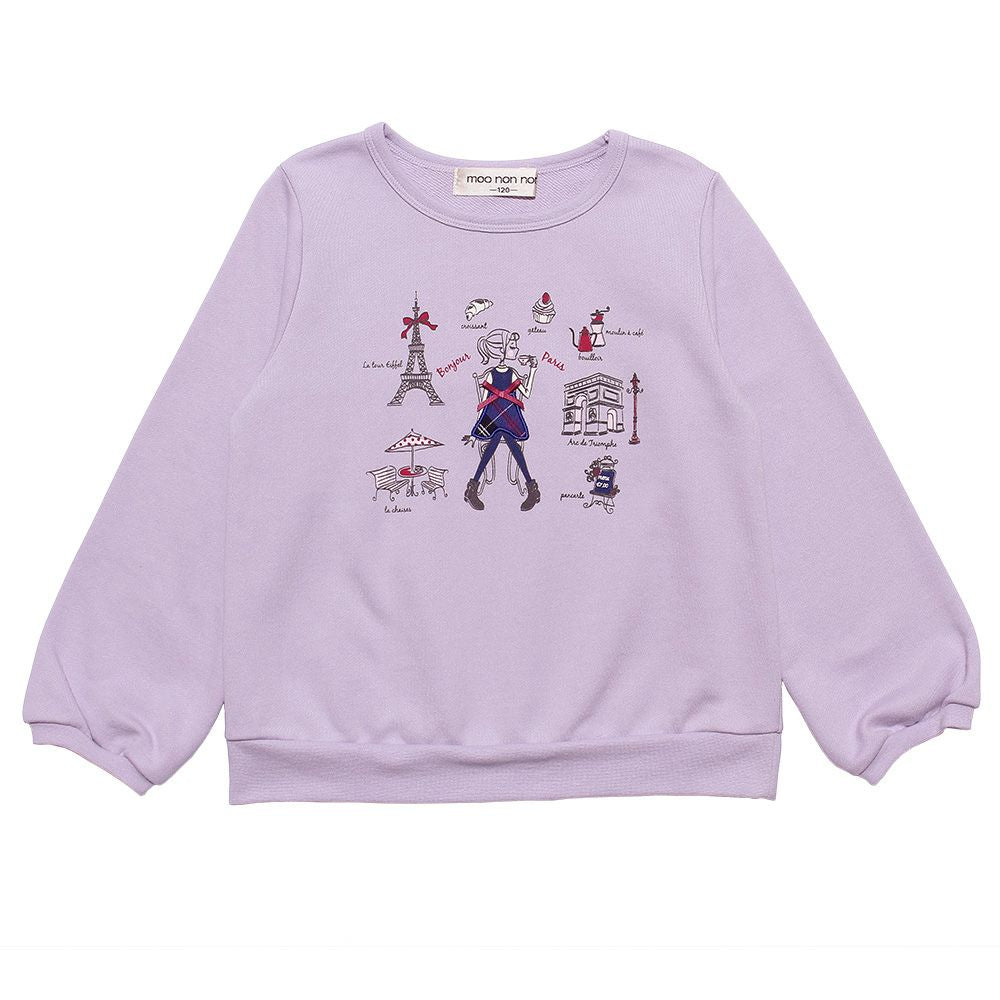 Girls Print Eiffel Tower Paris Revin with ribbon Purple front