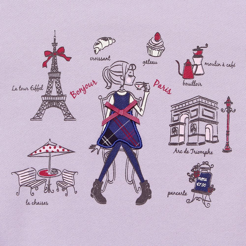Girls Print Eiffel Tower Paris Revin with ribbon Purple Design point 1
