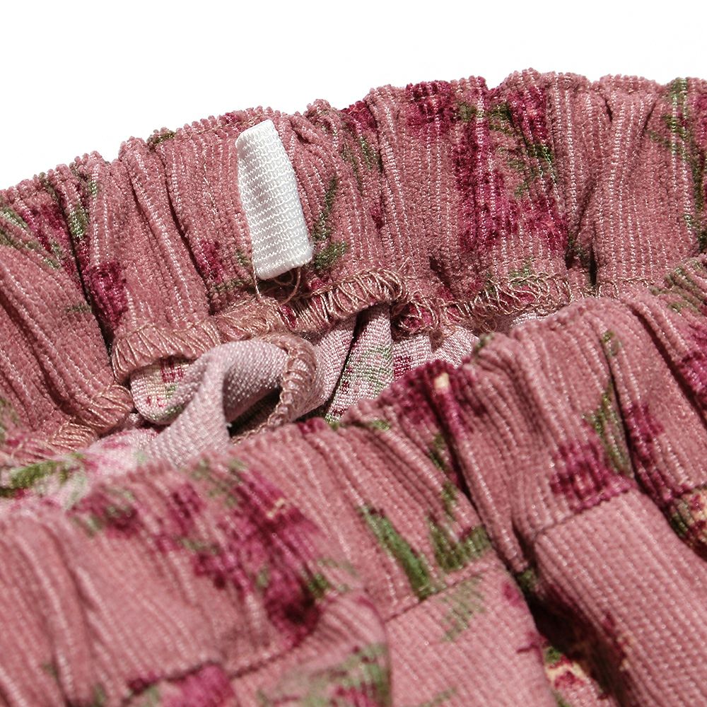 Floral pattern corduroy culottation pants Pink Design point 2
