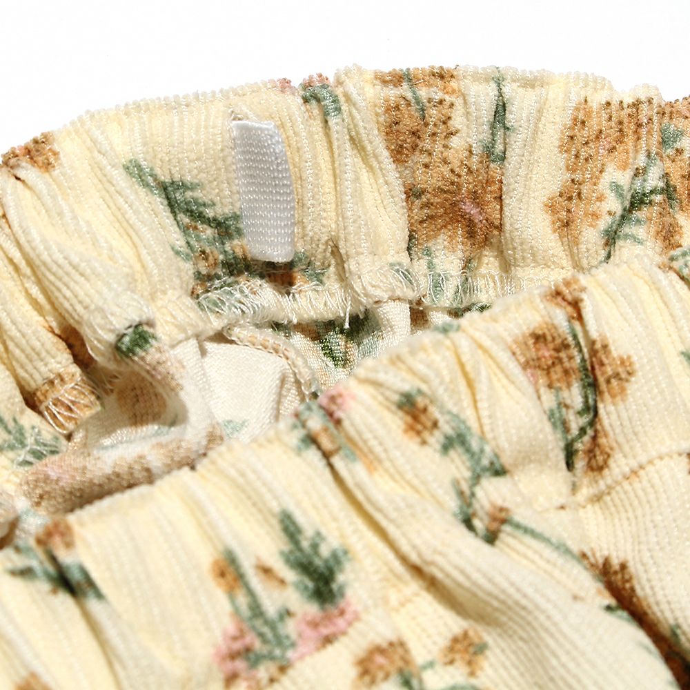 Floral pattern corduroy culottation pants Ivory Design point 2