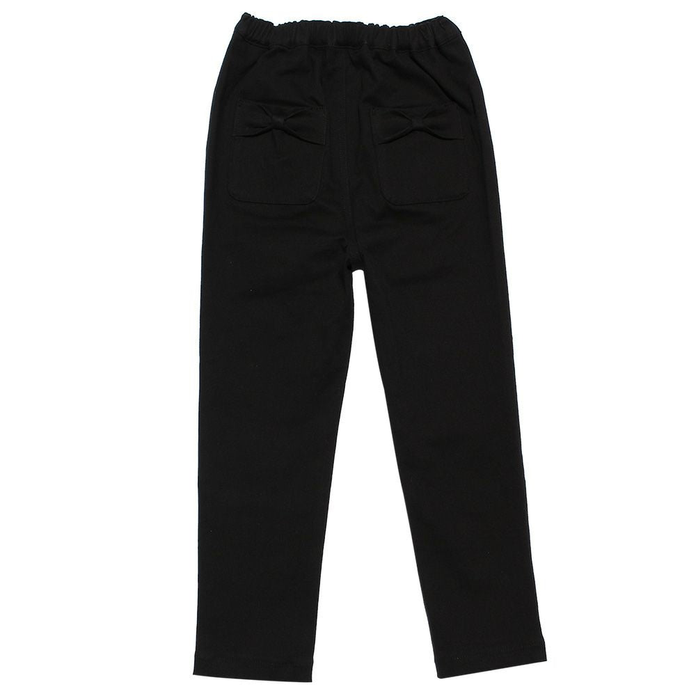 Stretch ribbon pocket Full -length load pants Black back
