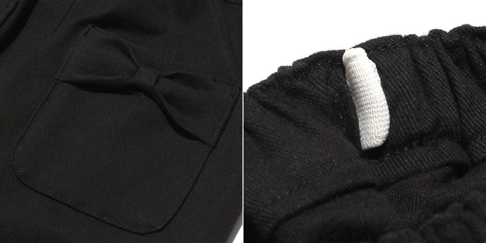 Stretch ribbon pocket Full -length load pants Black Design point 2