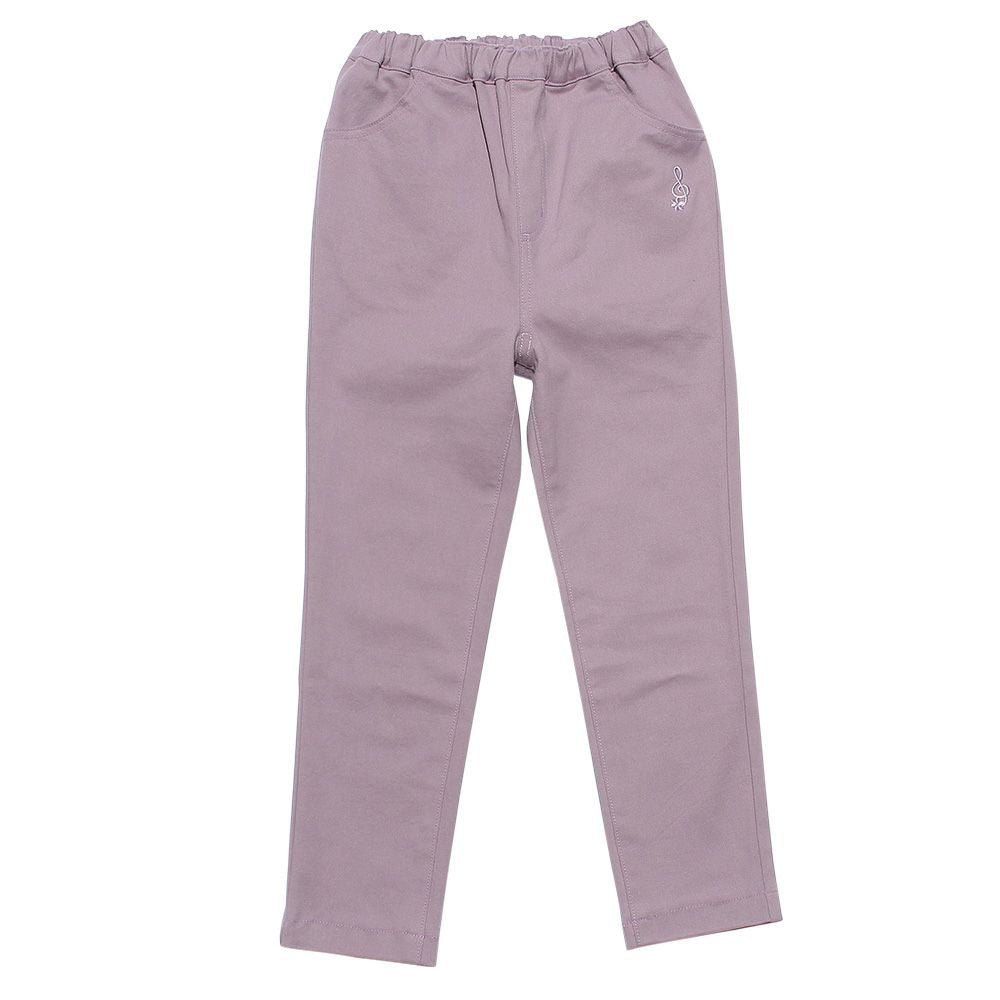 Stretch ribbon pocket Full -length load pants Purple front