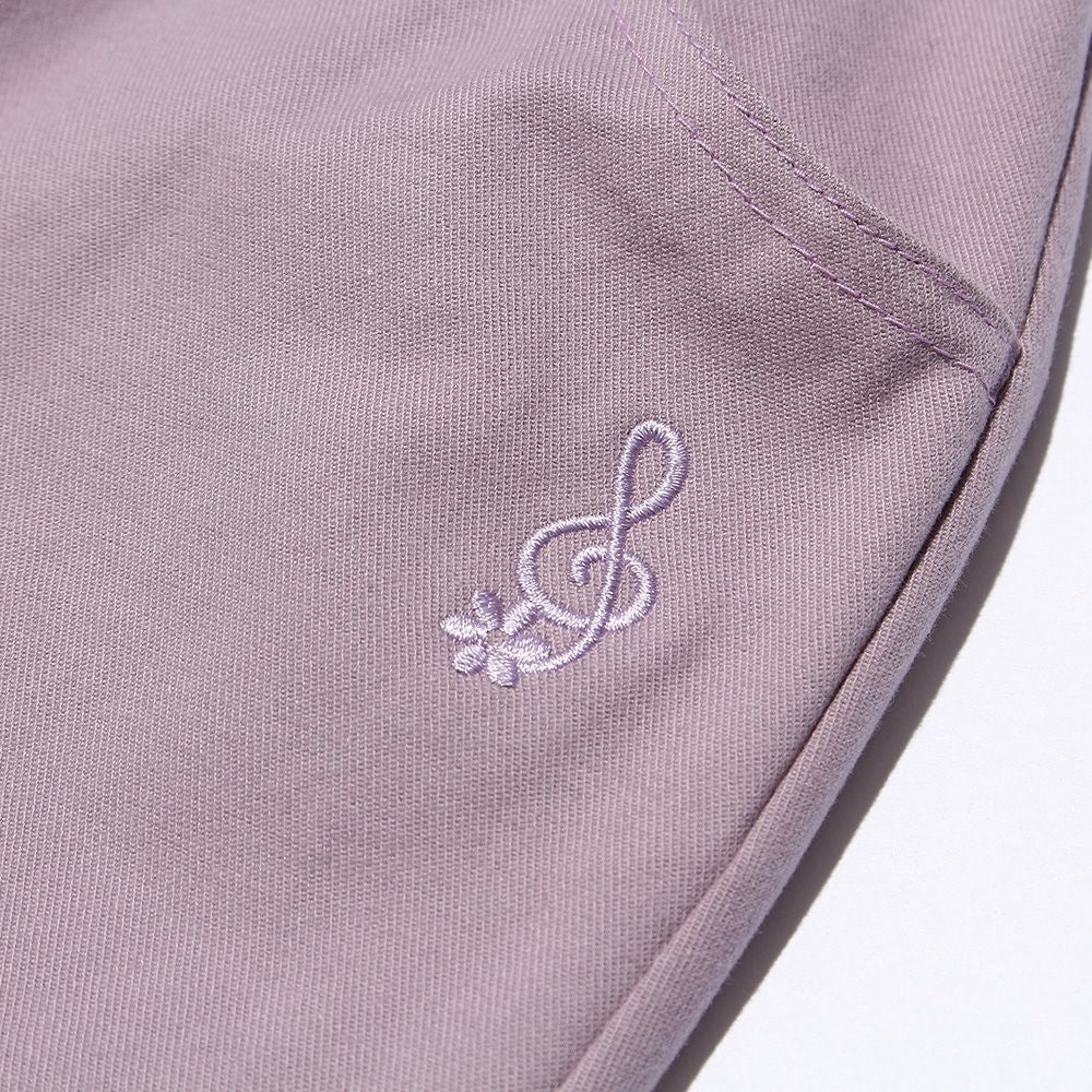 Stretch ribbon pocket Full -length load pants Purple Design point 1