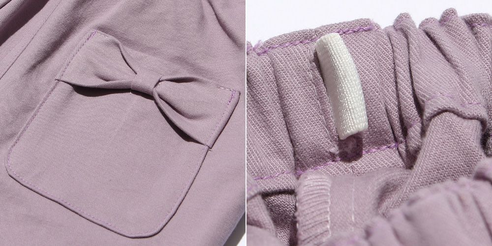 Stretch ribbon pocket Full -length load pants Purple Design point 2